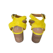 Load image into Gallery viewer, Nine West | Women&#39;s Bright Yellow Faux Leather Strap Heel | Size: 7
