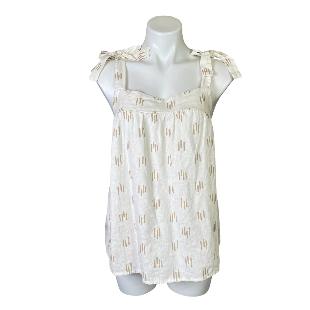 Sonoma | Women's Cream and Tan Design Bow Tank Top | Size: M