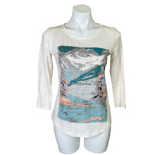 Load image into Gallery viewer, Anthropologie | Women&#39;s 9-H15 Cream Mountain Graphic Long Sleeve Tee | Size: XS
