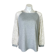 Load image into Gallery viewer, Bibi | Women&#39;s Light Gray and White Lace Long Sleeve Top | Size: S
