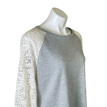 Load image into Gallery viewer, Bibi | Women&#39;s Light Gray and White Lace Long Sleeve Top | Size: S
