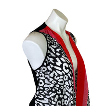 Load image into Gallery viewer, Chico&#39;s | Women&#39;s Black and White With Red Trim Scarf Vest | Size: 4
