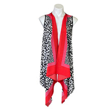 Load image into Gallery viewer, Chico&#39;s | Women&#39;s Black and White With Red Trim Scarf Vest | Size: 4
