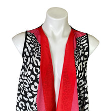 Load image into Gallery viewer, Chico&#39;s | Women&#39;s Black and White With Red Trim Scarf Vest | Size: 4
