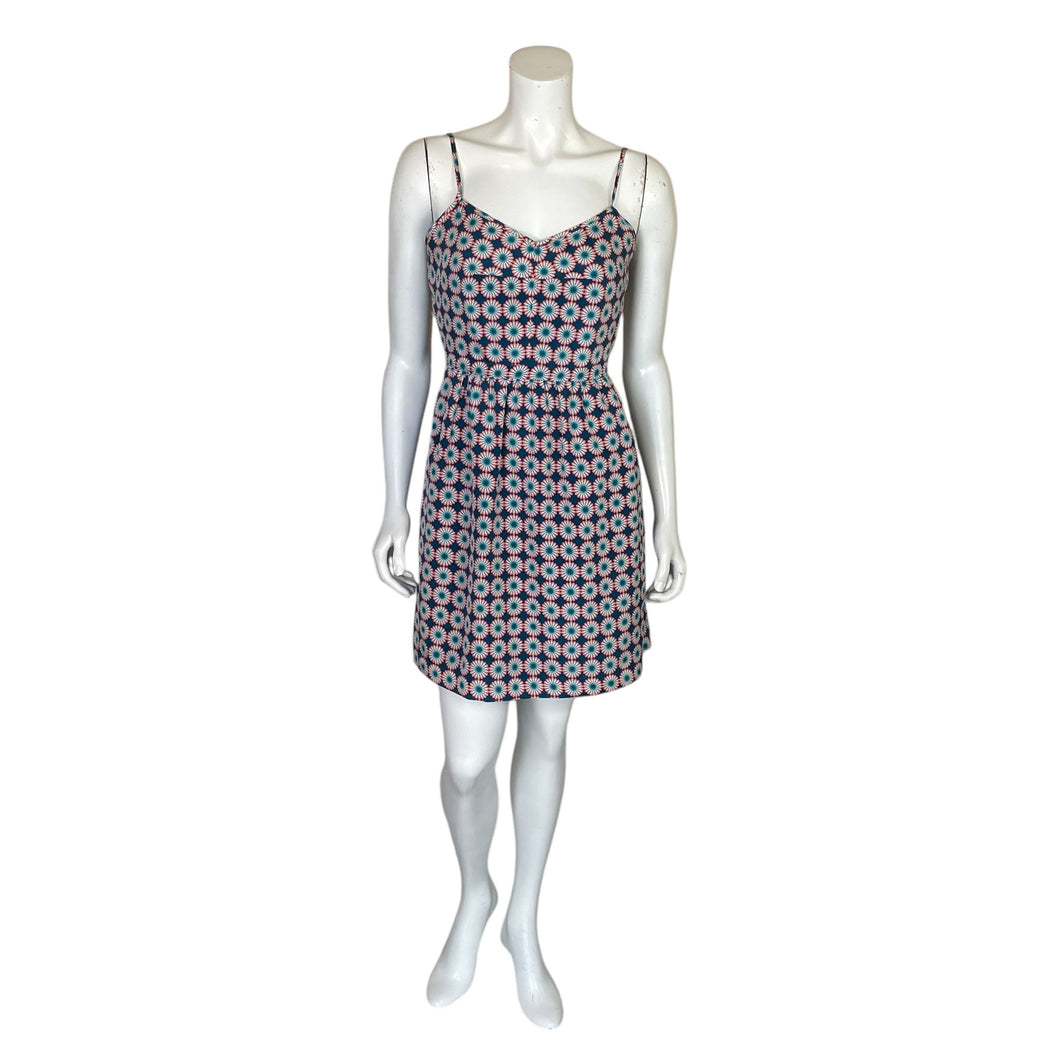 J. Crew | Women's Pink and Blue Starburst Thin Strap Dress | Size: 4