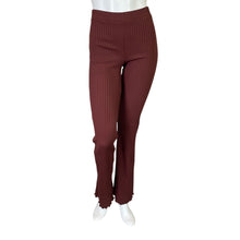 Load image into Gallery viewer, Zara | Women&#39;s Burgundy Ribbed Boot Cut Pull On Pants | Size: L
