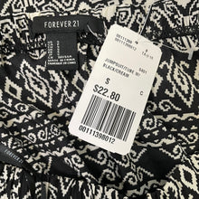 Load image into Gallery viewer, Forever 21 | Women&#39;s Black and White Tribal Pattern Strapless Jumpsuit with Tags | Size: S
