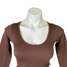 Load image into Gallery viewer, Zara | Women&#39;s Brown Ribbed Crop Long Sleeved Top | Size: XS
