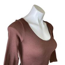 Load image into Gallery viewer, Zara | Women&#39;s Brown Ribbed Crop Long Sleeved Top | Size: XS
