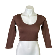 Load image into Gallery viewer, Zara | Women&#39;s Brown Ribbed Crop Long Sleeved Top | Size: XS
