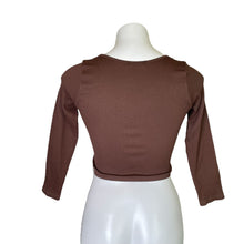 Load image into Gallery viewer, Zara | Women&#39;s Brown Ribbed Crop Long Sleeved Top | Size: XS
