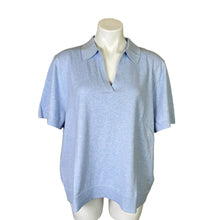 Load image into Gallery viewer, J. Crew | Women&#39;s Light Blue Johnny Collar Cashmere Blend Short Sleeve Top with Tags | Size: 2X
