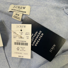 Load image into Gallery viewer, J. Crew | Women&#39;s Light Blue Johnny Collar Cashmere Blend Short Sleeve Top with Tags | Size: 2X
