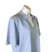 Load image into Gallery viewer, J. Crew | Women&#39;s Light Blue Johnny Collar Cashmere Blend Short Sleeve Top with Tags | Size: 2X
