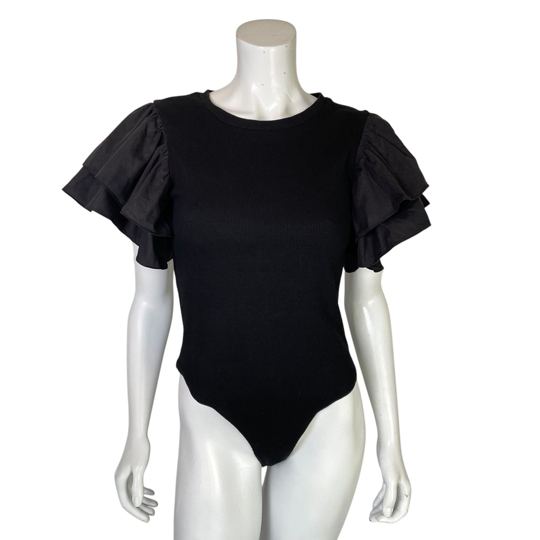 Fore | Women's Black Short Sleeve Bodysuit | Size: L