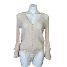 Load image into Gallery viewer, Miou Muse | Women&#39;s Cream Lace Long Sleeve Bodysuit | Size: L
