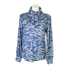 Load image into Gallery viewer, Anthropologie | Women&#39;s Gray and Blue Tiger Print Turtle Neck | Size: S
