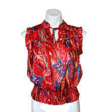 Load image into Gallery viewer, Rachel Zoe | Women&#39;s Orange and Blue Tie Front Sleeveless Blouse | Size: S
