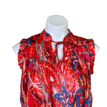 Load image into Gallery viewer, Rachel Zoe | Women&#39;s Orange and Blue Tie Front Sleeveless Blouse | Size: S
