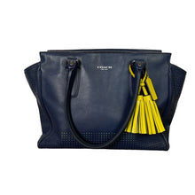 Load image into Gallery viewer, Coach | Women&#39;s Blue and Neon Yellow Candace Carryall Tote Shoulder Bag
