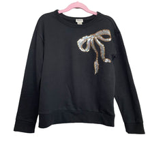 Load image into Gallery viewer, J. Crew | Girls Black Sequin Bow Long Sleeved Top | Size: 8-9Y
