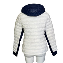 Load image into Gallery viewer, Tommy Hilfiger | Women&#39;s White and Blue Vegan Puffy Jacket with Hood | Size: S
