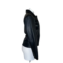 Load image into Gallery viewer, Anchor Blue | Women&#39;s Black Vegan Y2K Leather Jacket | Size: S
