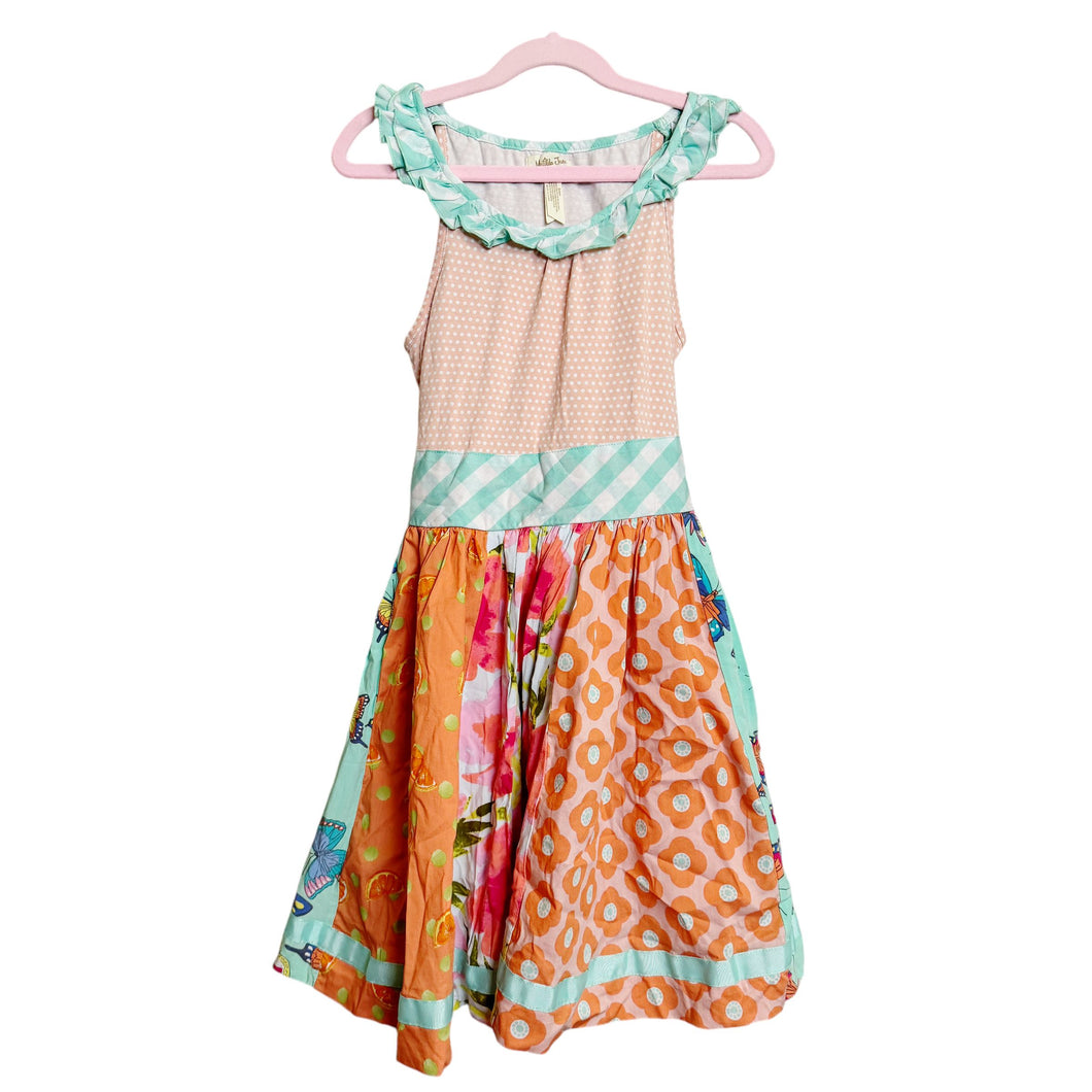 Matilda Jane | Girls Orange/Blue Oranges and Butterflies Patterned Sleeveless Dress | Size: 8Y