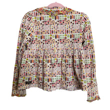 Load image into Gallery viewer, Matilda Jane | Girls White/Pink Harvest Patterned Long Sleeved Henley Ruffle Top | Size: 6Y
