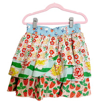 Load image into Gallery viewer, Wild Flowers | Girls Blue/Green/Pink Tiered Ruffled Elastic Waist Skirt | Size: 8Y
