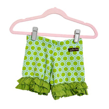 Load image into Gallery viewer, Matilda Jane | Girls Blue/Green Hexagon Patterned Ruffle Shorts | Size: 4Y
