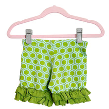 Load image into Gallery viewer, Matilda Jane | Girls Blue/Green Hexagon Patterned Ruffle Shorts | Size: 4Y
