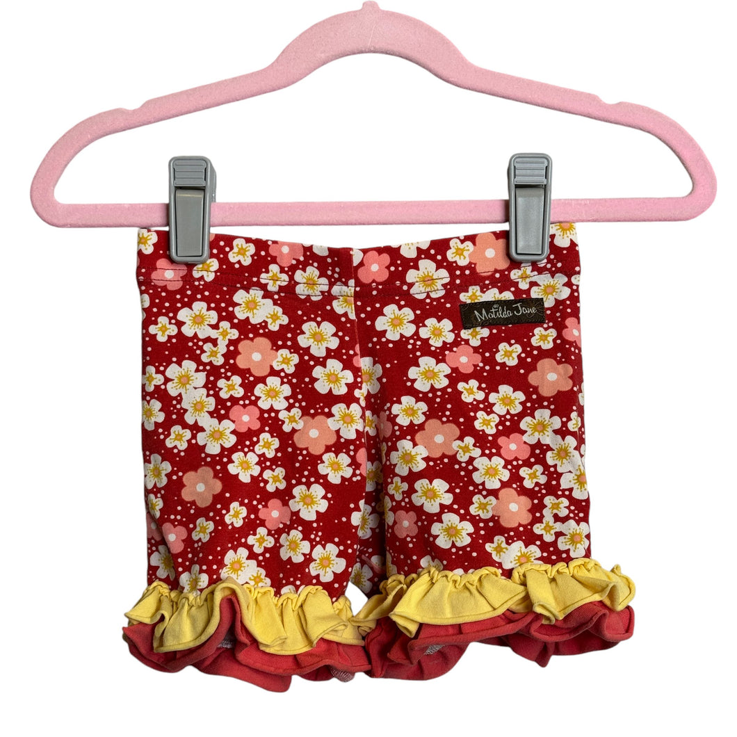 Matilda Jane | Girls Red/Yellow/Pink Floral Print Ruffle Shorts | Size: 4Y