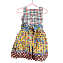 Load image into Gallery viewer, Matilda Jane | Girls Yellow/Blue/Pink Geometric and Checkered Pattern Sleeveless Tie Back Dress | Size: 4Y
