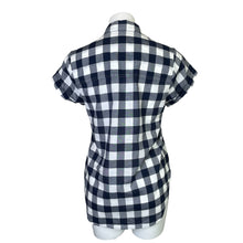 Load image into Gallery viewer, J. Crew | Women&#39;s Navy and White Plaid Print Pullover Top | Size: S
