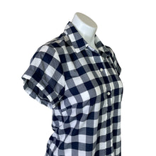 Load image into Gallery viewer, J. Crew | Women&#39;s Navy and White Plaid Print Pullover Top | Size: S
