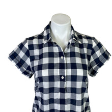 Load image into Gallery viewer, J. Crew | Women&#39;s Navy and White Plaid Print Pullover Top | Size: S
