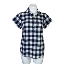 Load image into Gallery viewer, J. Crew | Women&#39;s Navy and White Plaid Print Pullover Top | Size: S
