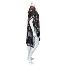 Load image into Gallery viewer, Woven Heart | Women&#39;s Black and Flower Print Fringe Kimono | Size: OS
