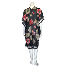 Load image into Gallery viewer, Woven Heart | Women&#39;s Black and Flower Print Fringe Kimono | Size: OS
