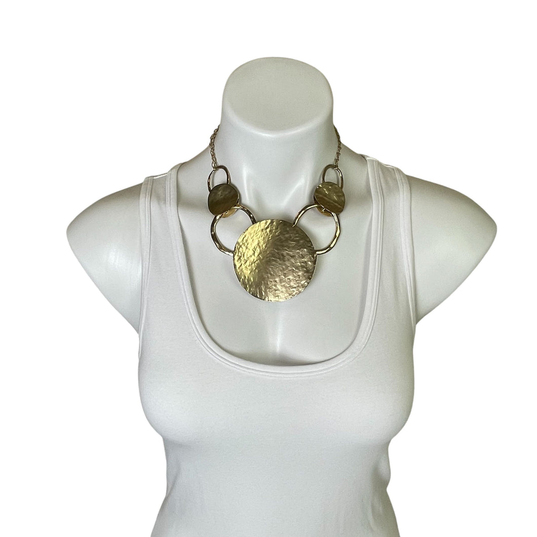 Women's Gold Hammered Statement Necklace