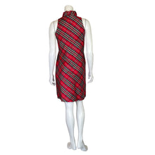 Load image into Gallery viewer, J and J | Women&#39;s Red and Green Plaid Print Silk Holiday Dress | Size: S
