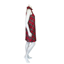 Load image into Gallery viewer, J and J | Women&#39;s Red and Green Plaid Print Silk Holiday Dress | Size: S

