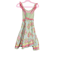 Load image into Gallery viewer, Matilda Jane | Girls Pink/Green Floral Print Cross Back Dress | Size: 6Y
