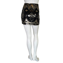 Load image into Gallery viewer, Express | Women&#39;s Black and Gold Sequin Mini Skirt | Size: XS
