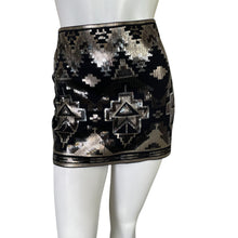 Load image into Gallery viewer, Express | Women&#39;s Black and Gold Sequin Mini Skirt | Size: XS
