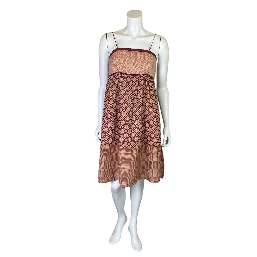 Mossimo | Womens Maroon/Tan Geometric Print 100% Cotton Dress | Size: M