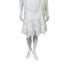 Load image into Gallery viewer, White Sand | Womens White 100% Cotton Drop Waist Short Sleeved Dress | Size: L
