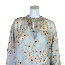 Load image into Gallery viewer, H&amp;M | Womens Light Green &amp; Pink Floral Print Relaxed Tunic Top | Size: 12
