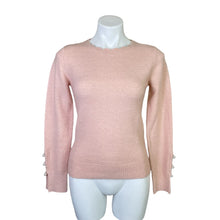 Load image into Gallery viewer, Rachel Parcell | Women&#39;s Light Pink Scalloped Collar and Pearl Embellished Sleeve Sweater | Size: XS
